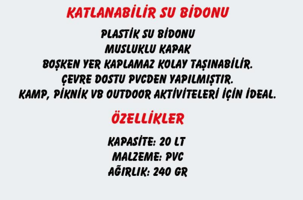 NURGAZ Katlanabilir Su Bidonu 20 LT.