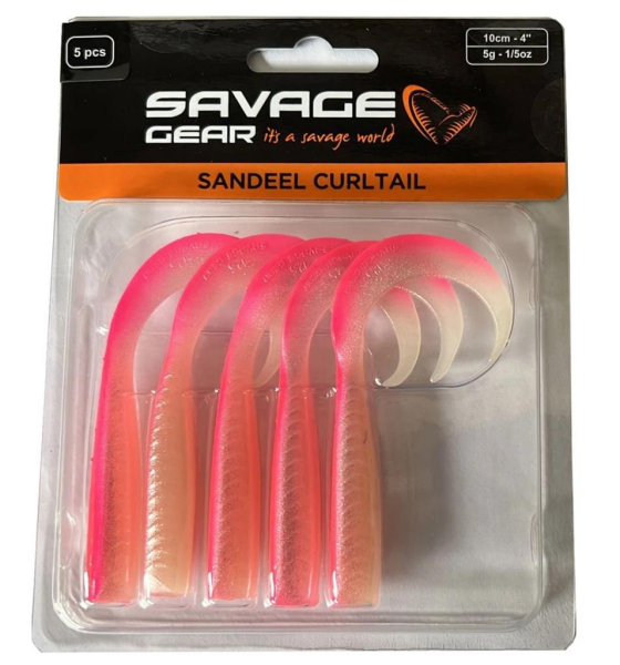 SAVAGE GEAR LB Sandeel Curltail 7cm Pink Glow 6 Pc