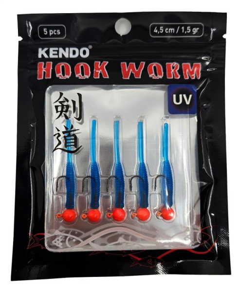 KENDO Hook Worm Jighead+Lrf Silikonu 1.5gr+4.5cm 5 Adet