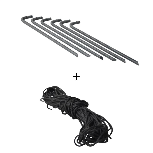 NURGAZ Campout Çadır Kazığı + İp (6 Adet Kazık + 4 m İp)