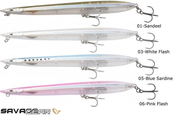 SAVAGE GEAR Sandeel Surf Walker 155 17g Suni Yem 03-White Flash