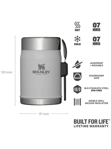 STANLEY Klasik Paslanmaz Çelik Yemek Termosu Kaşıklı 0,40 LT Beyaz