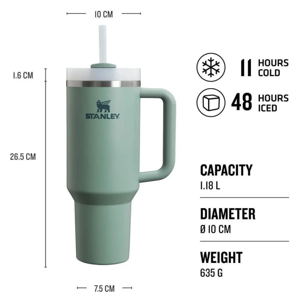 STANLEY Quencher Pipetli Termos Bardak 1.18 Lt Yeşil