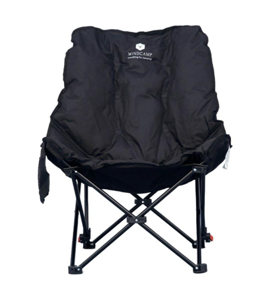 WINDCAMP (Bel Korunaklı) Sırt Ayarlı Katlanır Kamp Sandalyesi Siyah