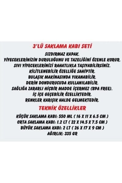 NURGAZ Üçlü Saklama Kabı Seti