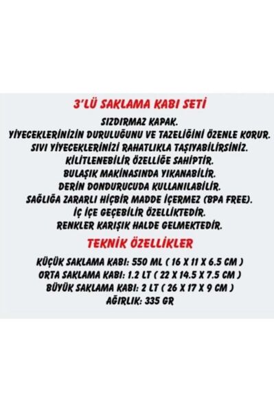 NURGAZ Üçlü Saklama Kabı Seti