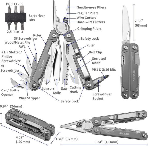 ROCKTOL 27 Fonksiyonlu Multitool Pense Kılıflı
