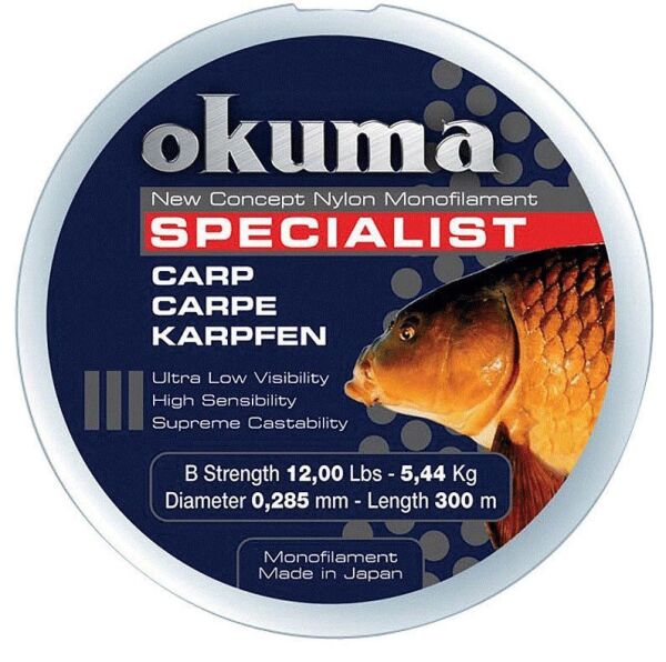 OKUMA Carp 300 mt 12,00 lb 5,45 kg 0,28 mm Camou Misina