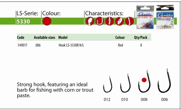 GAMAKATSU LS-5330R Kırmızı No:8 Olta İğnesi 1/9