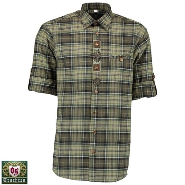 T. OS-Trachten Yeşil Erkek Gömleği Uzun Kol 37/38