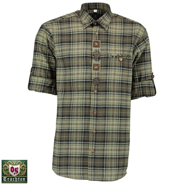 T. OS-Trachten Yeşil Erkek Gömleği Uzun Kol 37/38