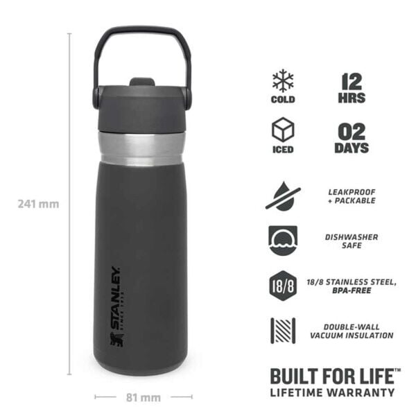 STANLEY GO Iceflow Pipetli Paslanmaz Çelik Füme Soğuk Su Termosu 0.65 LT