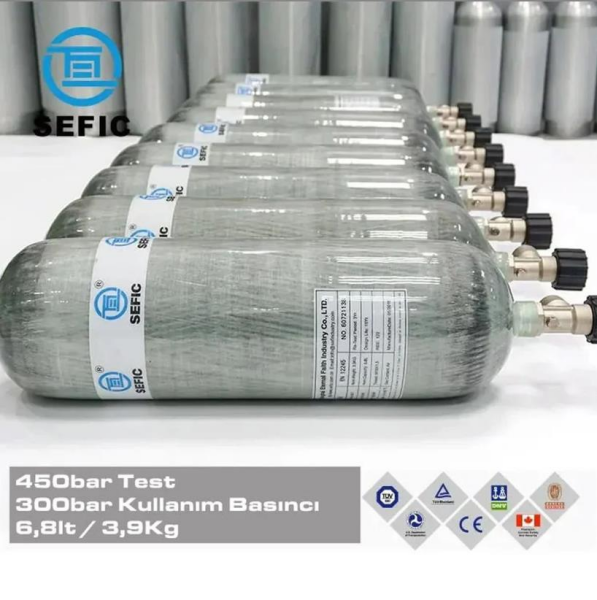 SEFIC 6.8 LITRE 300 BAR KARBONFIBER SCUBA TUP