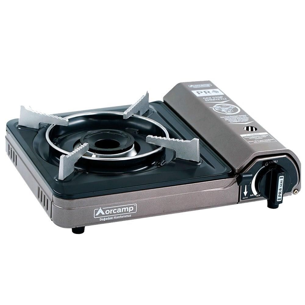 ORCAMP Kamp ve Karavan Ocağı Tekli Portatif (Gaz Stop Emniyetli) - Gri