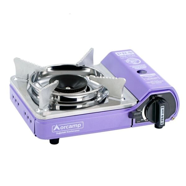 ORCAMP Mini Kamp ve Karavan Ocağı Tekli Portatif (Gaz Stop Emniyetli) - Mor