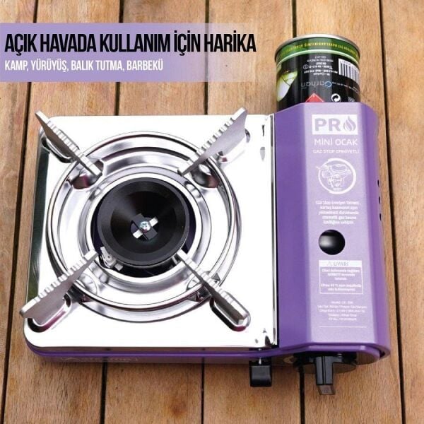 ORCAMP Mini Kamp ve Karavan Ocağı Tekli Portatif (Gaz Stop Emniyetli) - Mor