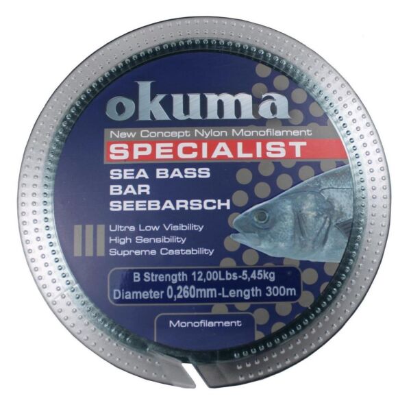 OKUMA Seabass 300 mt 12,00 lb 5,45 kg 0,26 mm Moss Green Misina