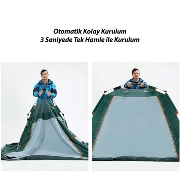 DFT 4 Kişilik Otomatik Çadır 210x210x150cm - Yeşil/Bej