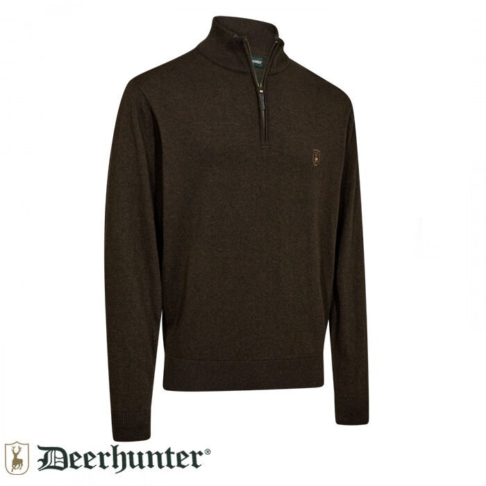 DEERHUNTER Harrington Fermuarlı Kahverengi Kazak - 2XL