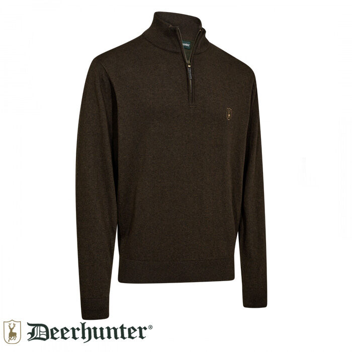 DEERHUNTER Harrington Fermuarlı Kahverengi Kazak - 2XL