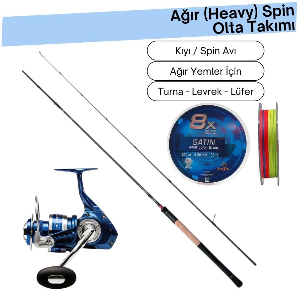 Ağır(Heavy) Spin Olta Takımı (Makine, Kamış, Misina)