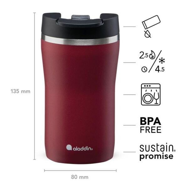 Aladdin Cafe Thermavac Leak-Lock ™ Paslanmaz Çelik Kupa 0,25 LT