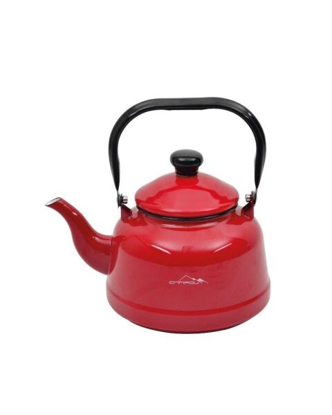 NURGAZ Campout Emaye Çaydanlık Set Kırmızı