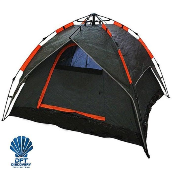 DFT 3 Kişilik Çift Kat Otomatik Çadır 210x180x135cm - Gri/Turuncu