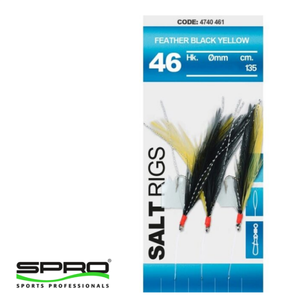 SPRO 46 Salt Rig Feather Siyah - Sarı #1/0